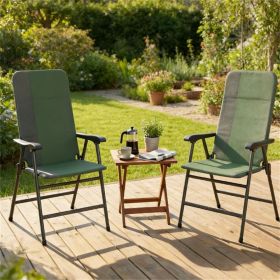 Folding chair, terrace chair set of two, armchair, camping chair,  Dark Green