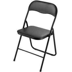 6 Pack Folding Chairs, Foldable Leather Chairs with Heavy Duty Metal Frame & Padded Cushion, Portable Folding Card Table Chairs