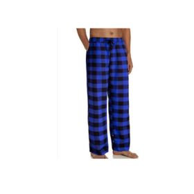 Women's Stretch Plaid Casual Pants With Pockets (Option: Blue-XXL)