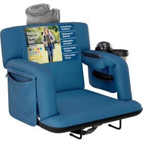 Alpcour Premium Reclining Stadium Seat For Bleachers With Back Support (Option: NavyBlue-21Wide)
