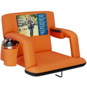 Alpcour Reclining Stadium Seat - Waterproof Foldable Camping Chair With Extra Thick Padding And Wide Back Support (Option: Orange-Wide)