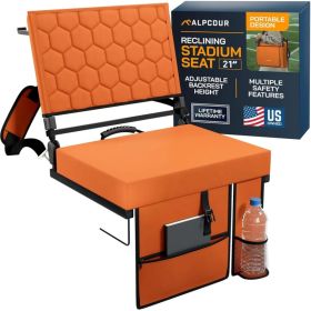 Alpcour Folding Reclining Stadium Seat With Back Support For Bleachers (Option: Orange-21Wide)