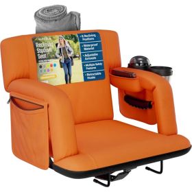 Alpcour Premium Reclining Stadium Seat For Bleachers With Back Support (Option: Orange-21Wide)