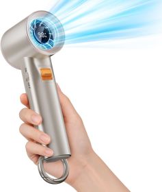 Portable Handheld Turbo Fan for Outdoor - 5000mah Mini Handheld Personal Pocket Fan for Powerful Airflow Wind - 20hrs (Color: champagne color)