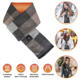 Heated Scarf USB Powered - 3 Heat Settings (Low/Medium/High), Soft Skin-Friendly, Washable, Stylish Colors for Winter Hiking/Camping/Birthday Gif (Color: GreyPlaid)