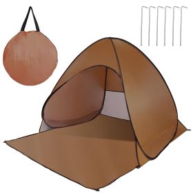 Pop Up Beach Tent Sun Shade Shelter Anti-UV Automatic Waterproof Tent Canopy for 2/3 Man w/ Net Window Storage Bag for Outdoor Beach Camping Fish (Color: Coffee, size: One size)
